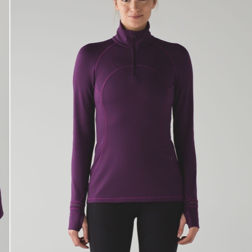Lululemon First Mile 1/2 Zip Darkest Magenta Purple size 8 NWOT